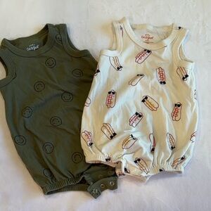 Cat & Jack Green and White Baby Rompers